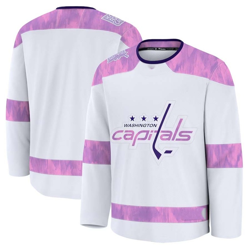 W.Capitals Fanatics 2024 Hockey Fights Cancer Practice Jersey – White Stitched American Hockey Jerseys