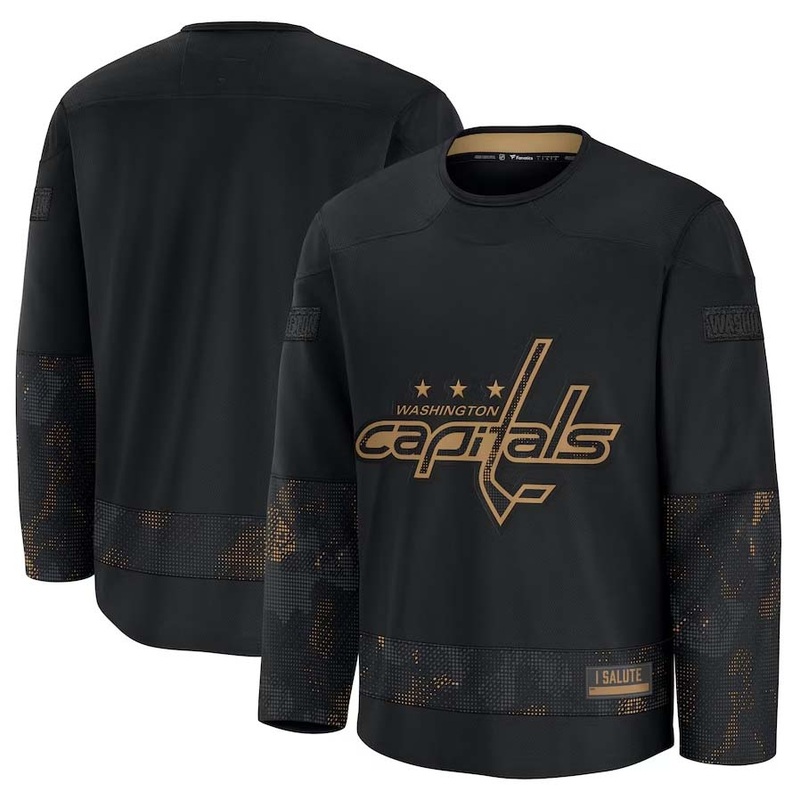 W.Capitals Fanatics 2024 Military Appreciation Practice Jersey – Black Stitched American Hockey Jerseys