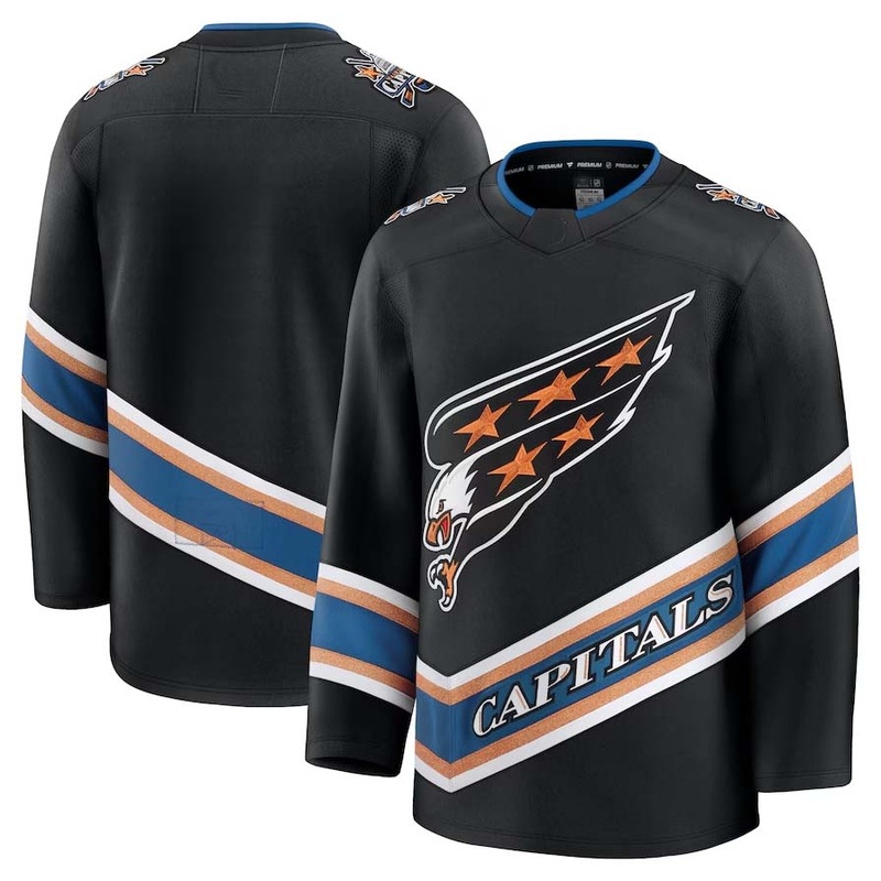 W.Capitals Fanatics Alternate 50th Anniversary Premium Jersey – Black Stitched American Hockey Jerseys