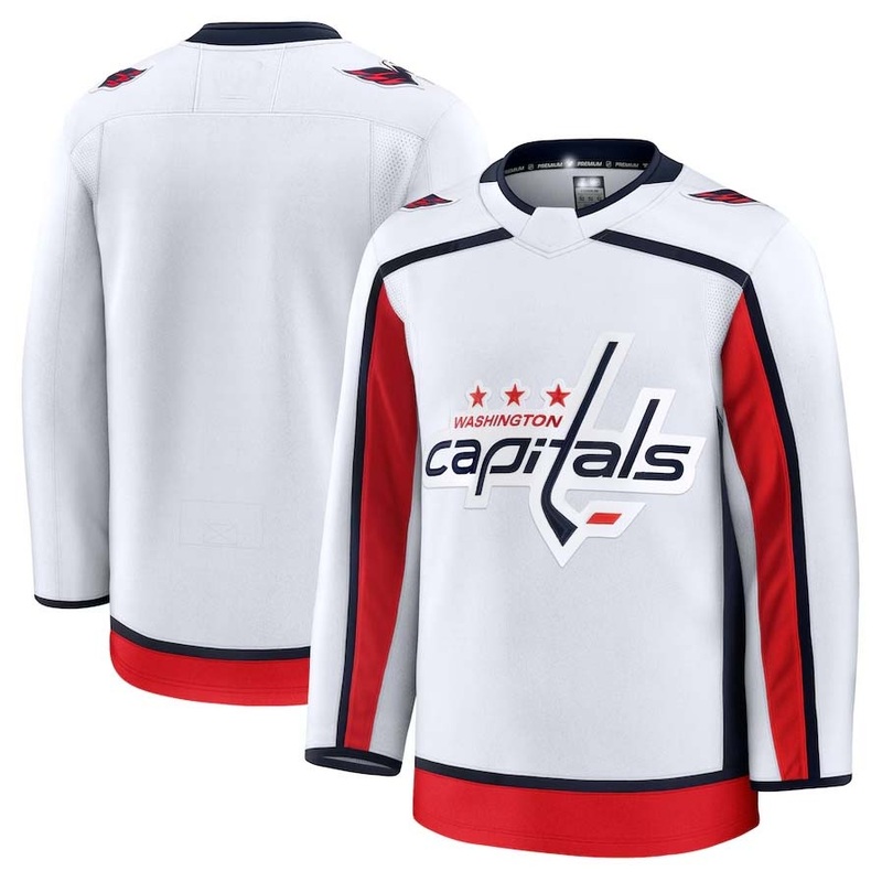 W.Capitals Fanatics Away Premium Jersey – White Stitched American Hockey Jerseys