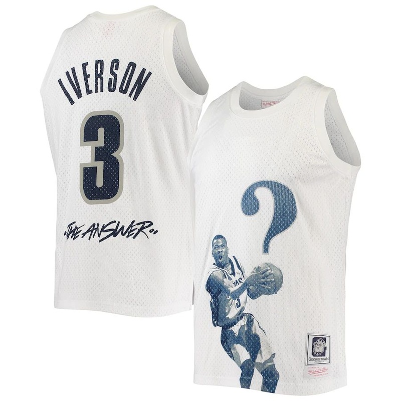G.Hoyas #3 Allen Iverson Mitchell & Ness The Answer Replica Jersey – White Stitched American College Jerseys