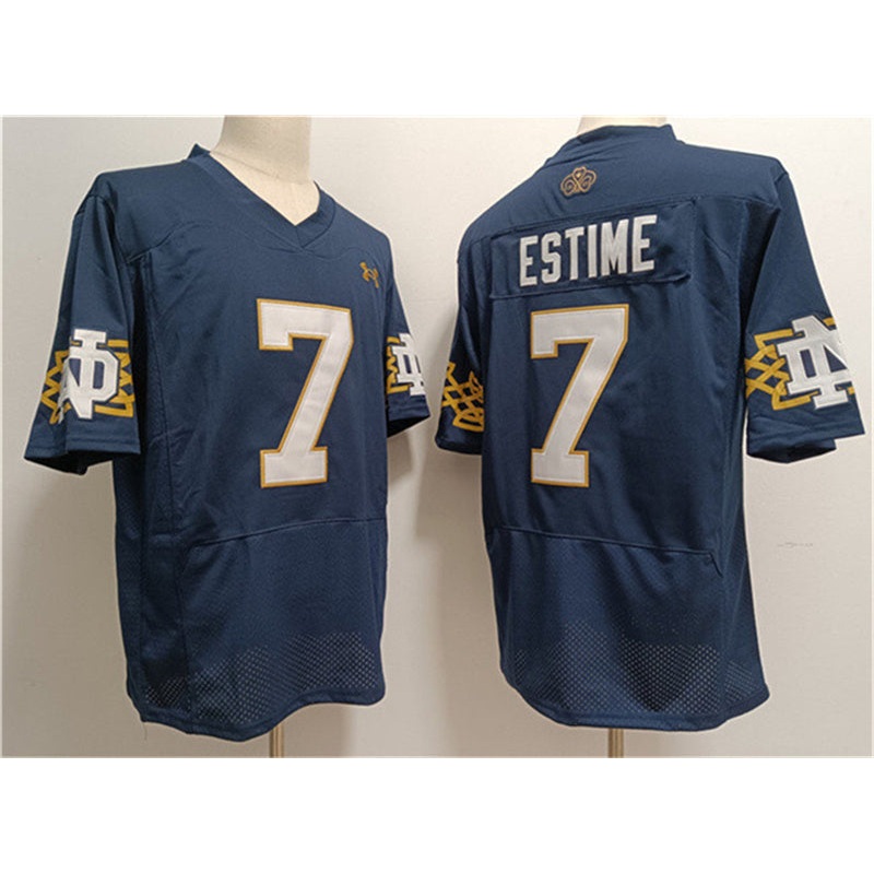 N.Dame Fighting Irish #7 Audric Estim| Navy With Name Limited Stitched Jersey College Jerseys