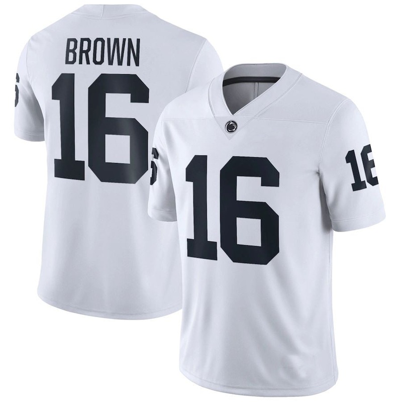 P.State Nittany Lions #16 Ji’Ayir Brown NIL Replica Football Jersey White Stitched American College Jerseys