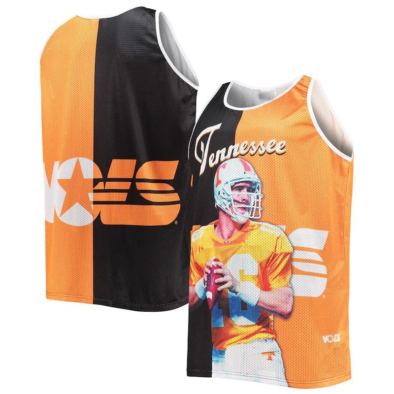 T.Volunteers #16 Peyton Manning Mitchell & Ness Sublimated Player Big & Tall Tank Top – Black Tennessee Orange Stitched American College Jerseys