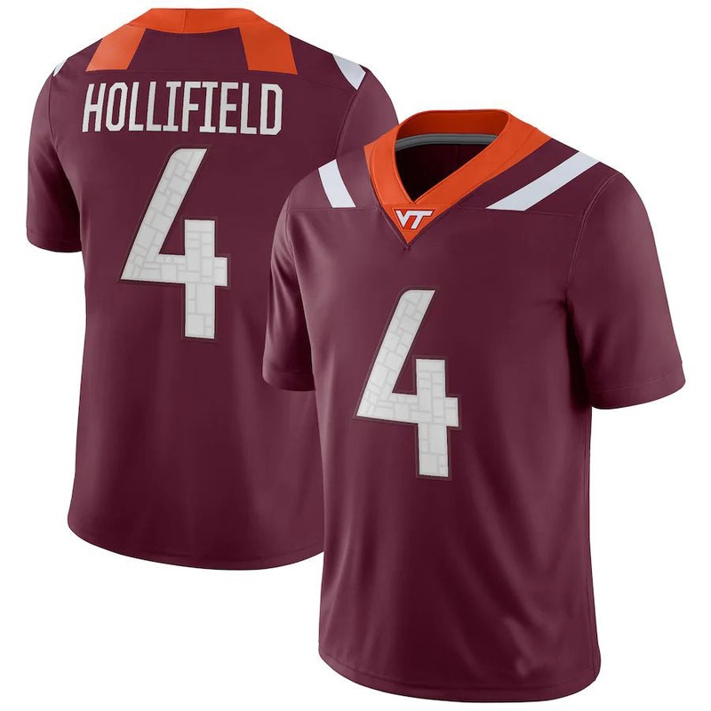 V.Tech Hokies #4 Dax Hollifield NIL Replica Football Jersey – Maroon Stitched American College Jerseys