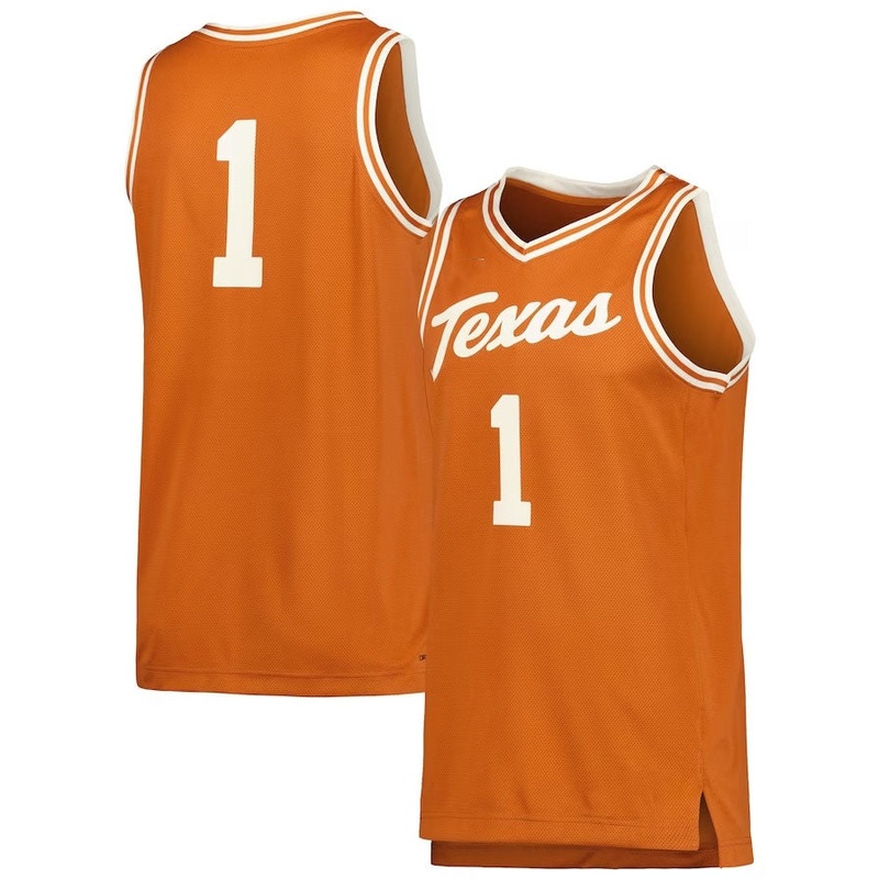 #1 T.Longhorns Retro Replica Basketball Jersey – Cream American College Jerseys