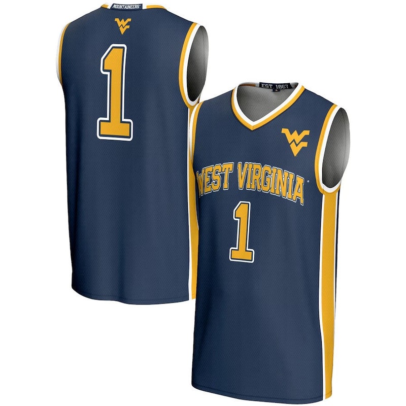 #1 W.Virginia Mountaineers GameDay Greats Lightweight Basketball Jersey – Navy American College Jerseys
