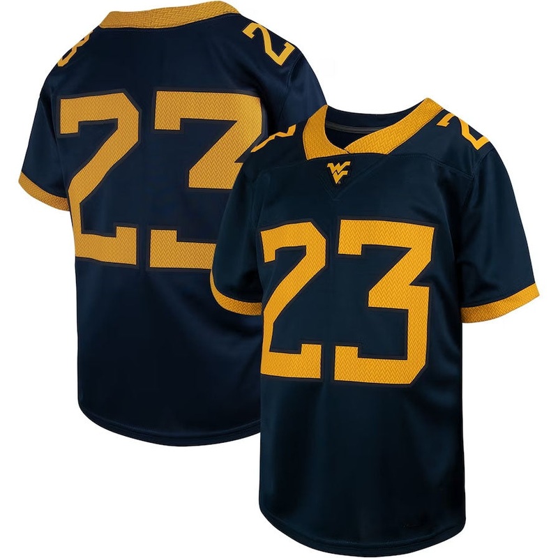 #23 W.Virginia Mountaineers Untouchable Replica Game Jersey – Navy American College Jerseys