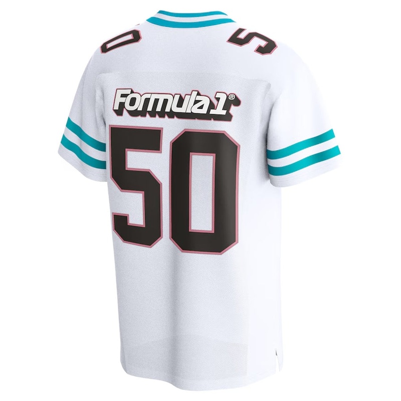 #50 Miami Grand Prix Football Jersey – White Stitched American College Jerseys