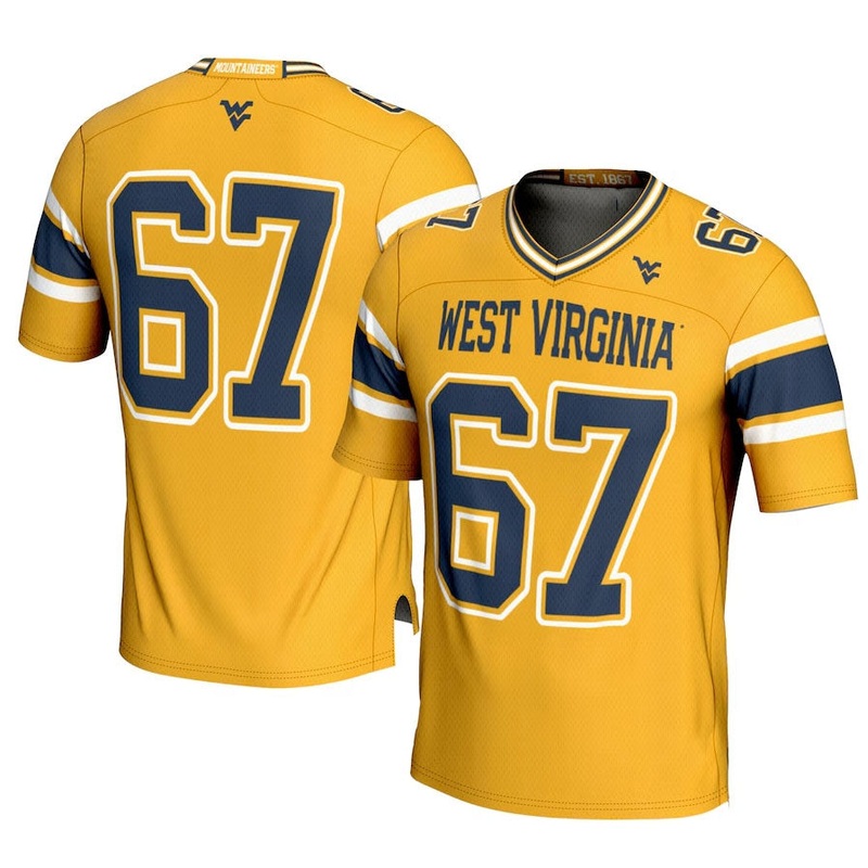 #67 W.Virginia Mountaineers GameDay Greats Football Jersey – Gold American College Jerseys