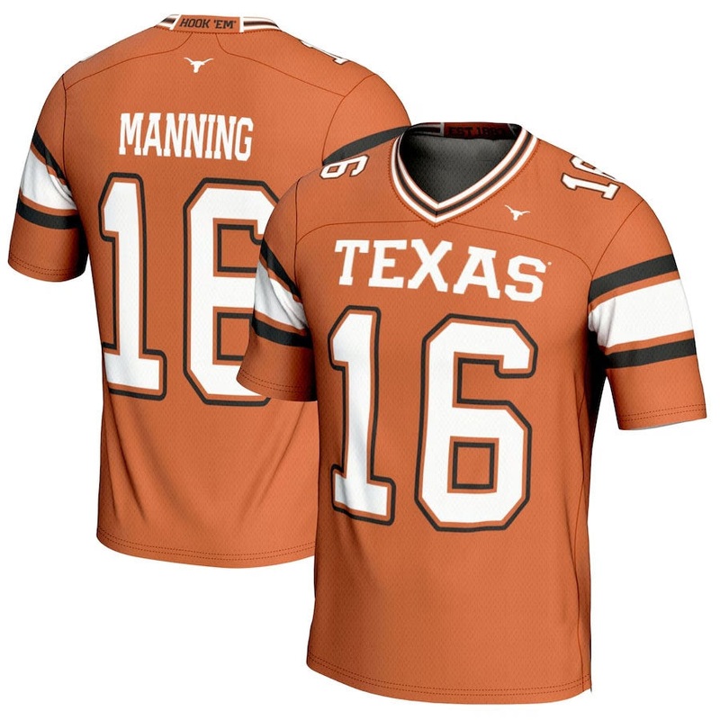 T.Longhorns #16 Arch Manning GameDay Greats NIL Player Football Jersey – Texas Orange American College Jerseys