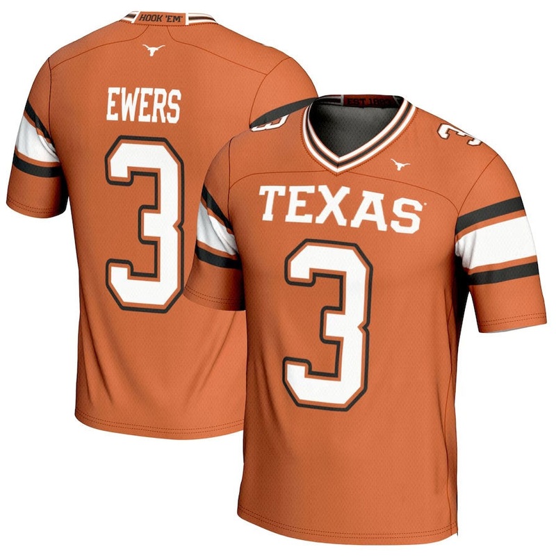 T.Longhorns #3 Quinn Ewers GameDay Greats NIL Player Football Jersey – Texas Orange American College Jerseys