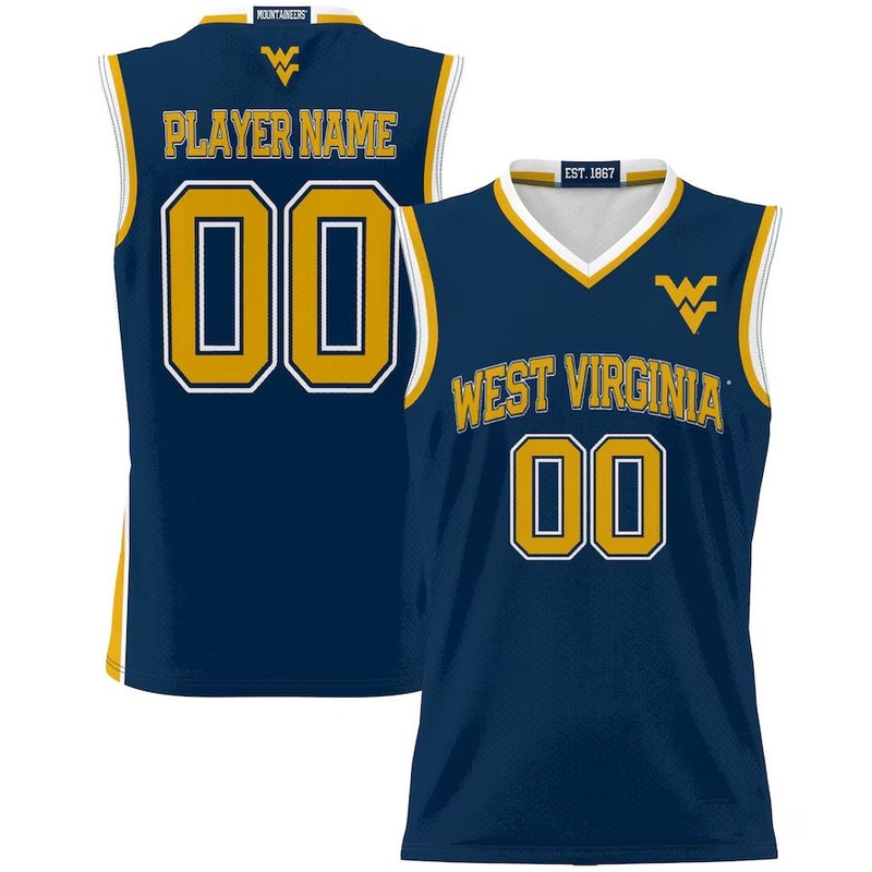 W.Virginia Mountaineers GameDay Greats NIL Pick-A-Player Lightweight Basketball Jersey – Blue American College Jerseys