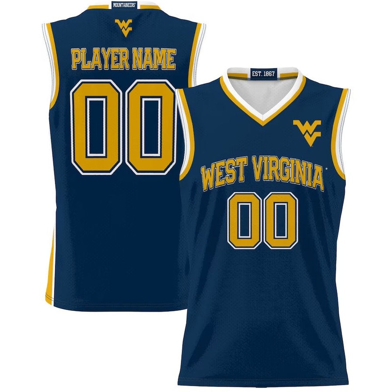 W.Virginia Mountaineers GameDay Greats NIL Pick-A-Player Lightweight Basketball Jersey – Navy American College Jerseys