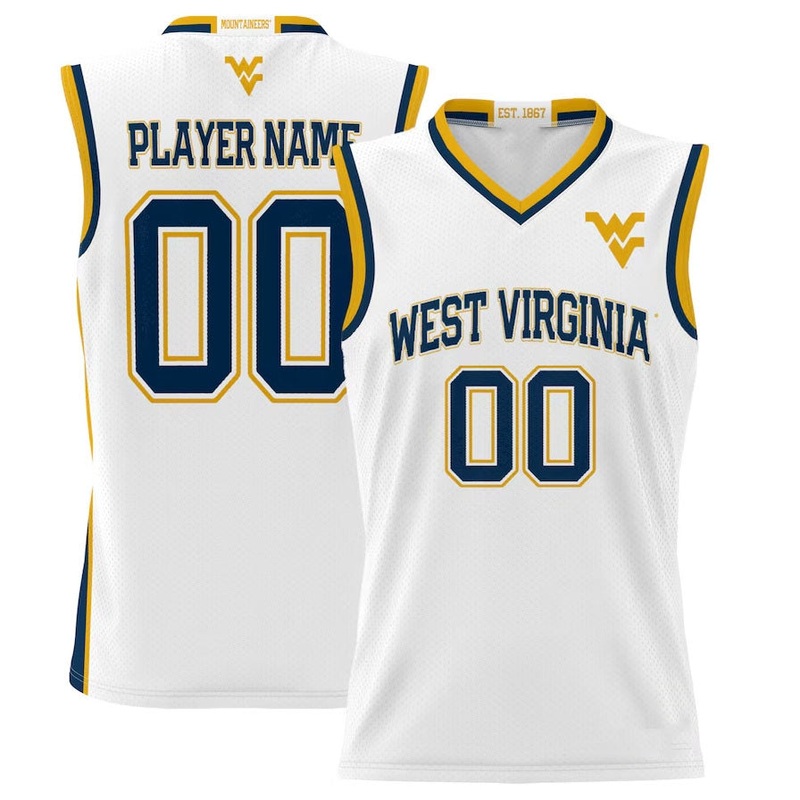 W.Virginia Mountaineers GameDay Greats NIL Pick-A-Player Lightweight Basketball Jersey – White American College Jerseys