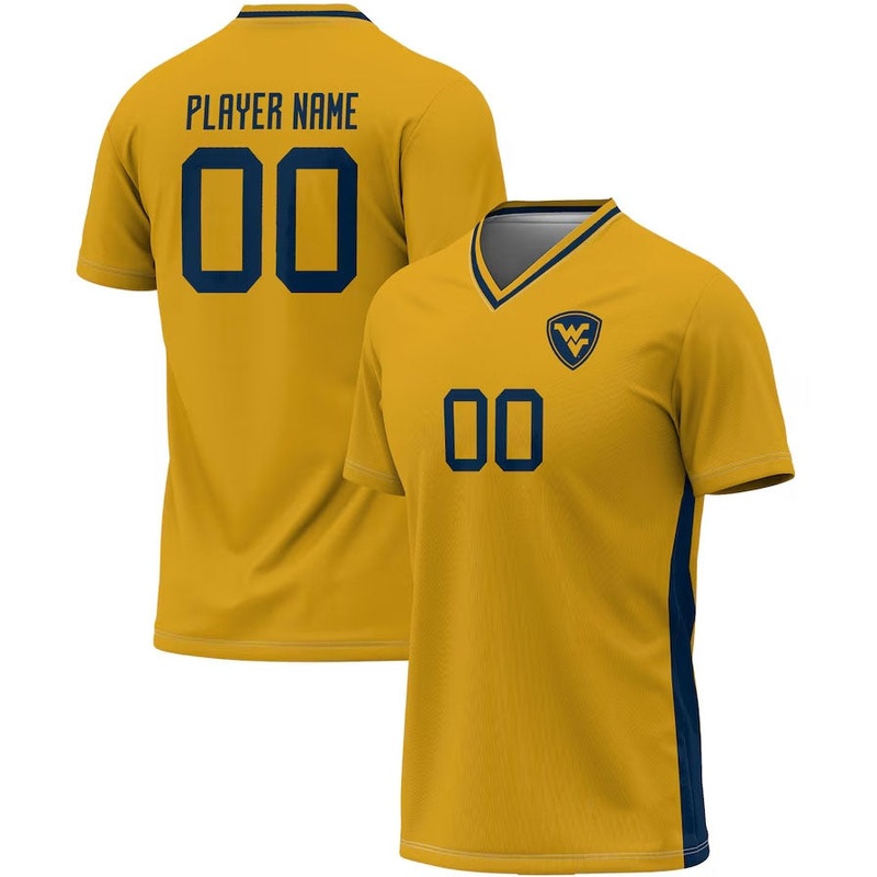 W.Virginia Mountaineers GameDay Greats Pick-A-Player NIL Lightweight Soccer Jersey – Gold American College Jerseys