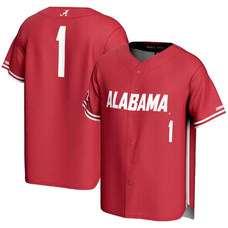 #1 A.Crimson Tide GameDay Greats Lightweight Baseball Fashion Jersey – Crimson Stitched American College Jerseys