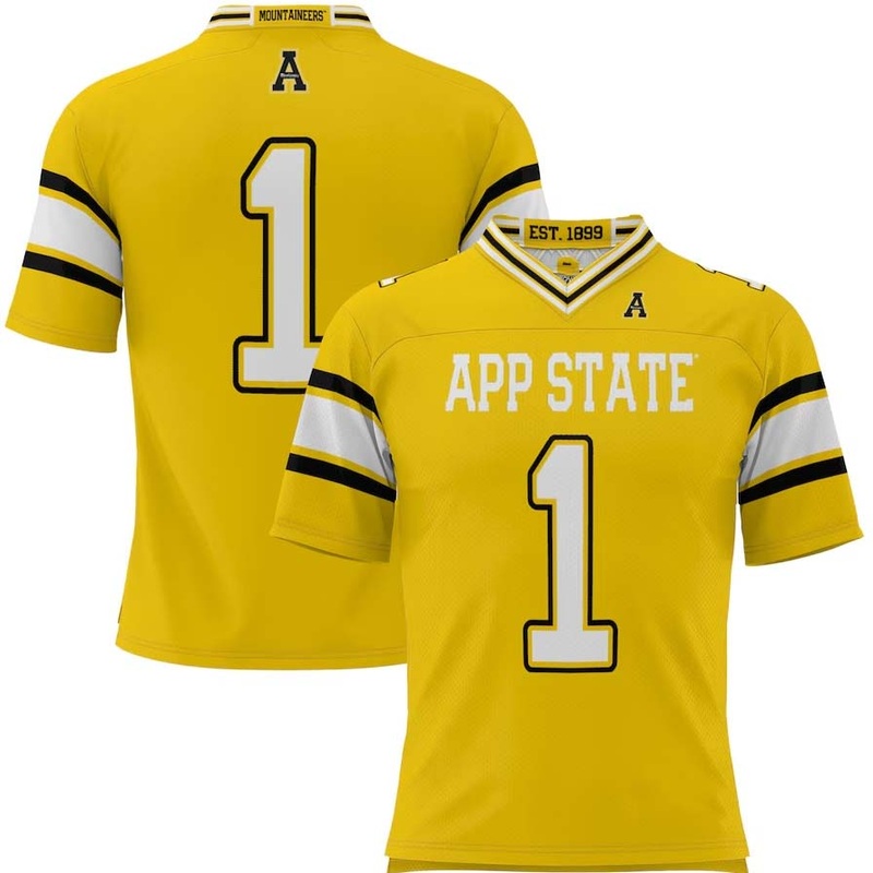 #1 A.State Mountaineers GameDay Greats Endzone Football Jersey – Gold Stitched American College Jerseys