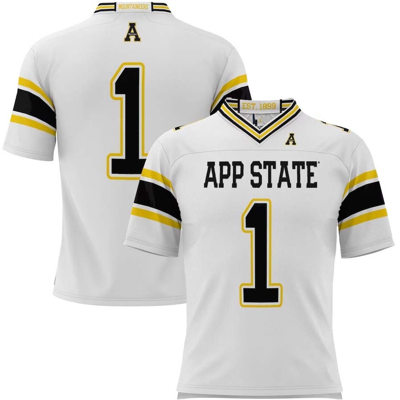 #1 A.State Mountaineers GameDay Greats Endzone Football Jersey – White Stitched American College Jerseys
