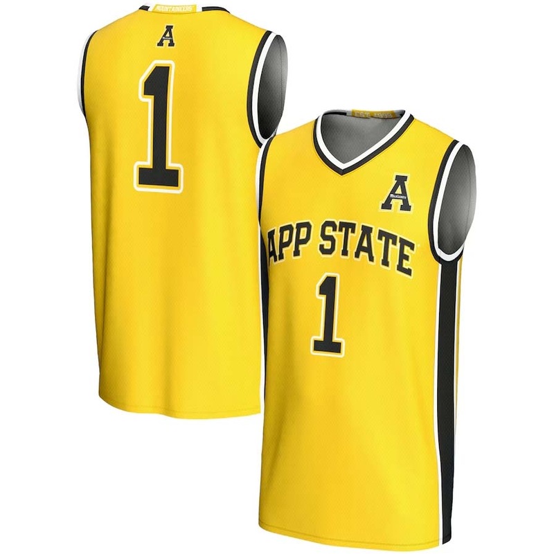 #1 A.State Mountaineers GameDay Greats Lightweight Basketball Jersey – Gold Stitched American College Jerseys