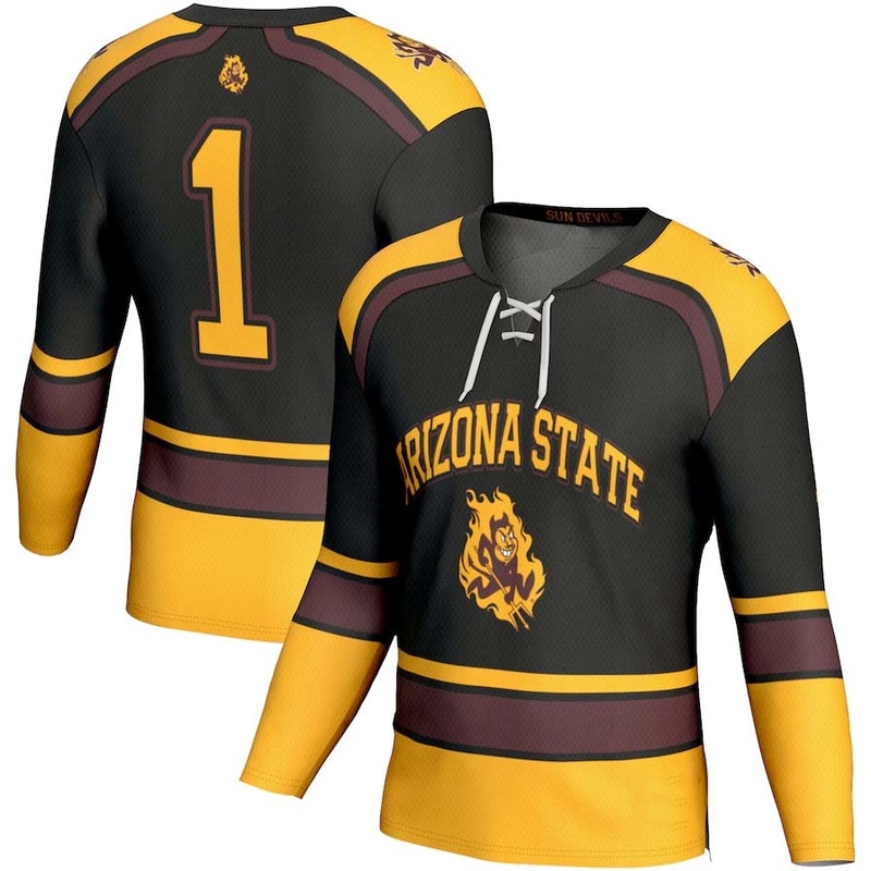 #1 A.State Sun Devils GameDay Greats Ice Hockey Fashion Jersey – Black Stitched American College Jerseys