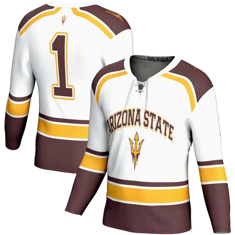 #1 A.State Sun Devils GameDay Greats Ice Hockey Fashion Jersey – White Stitched American College Jerseys
