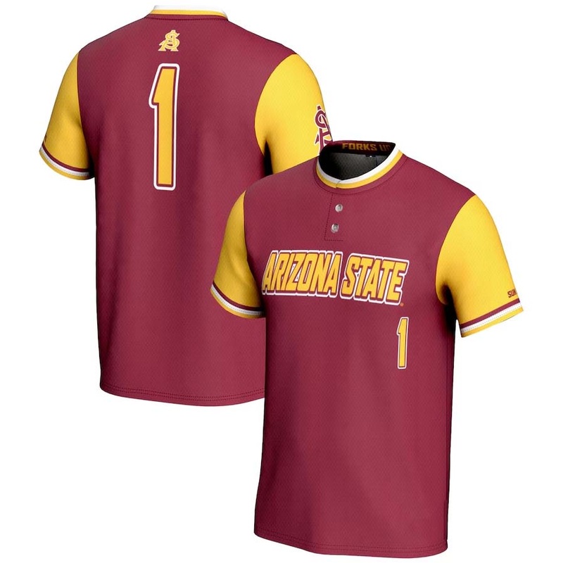 #1 A.State Sun Devils GameDay Greats Lightweight Softball Jersey – Maroon Stitched American College Jerseys