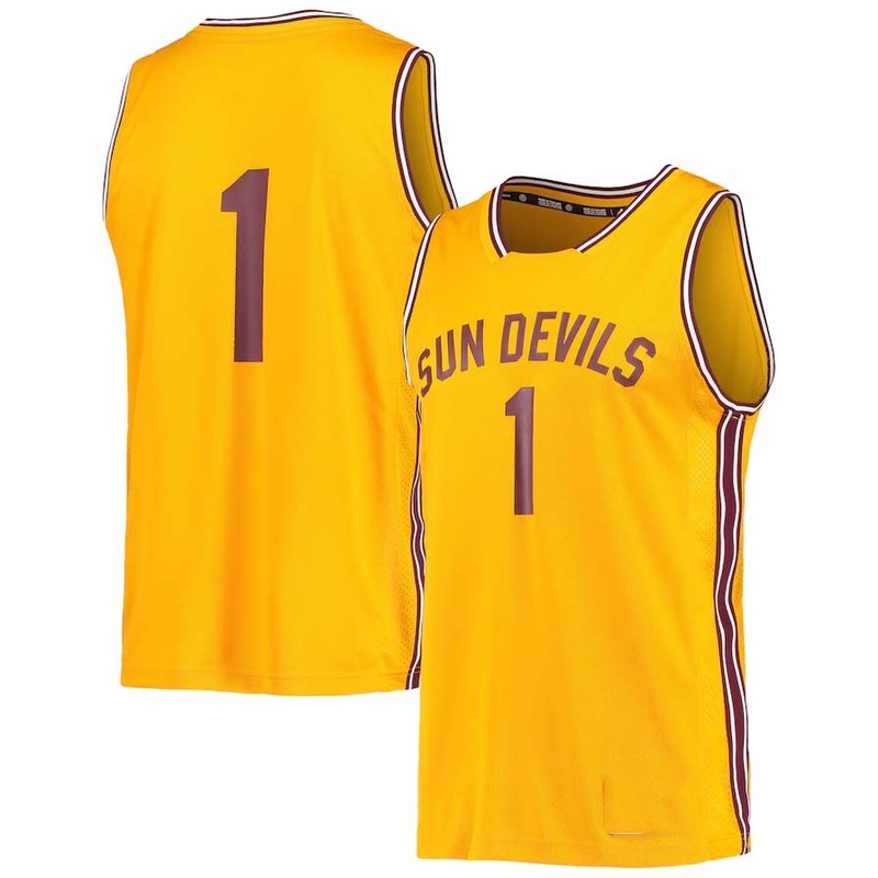 #1 A.State Sun Devils Reverse Retro Jersey – Gold Stitched American College Jerseys