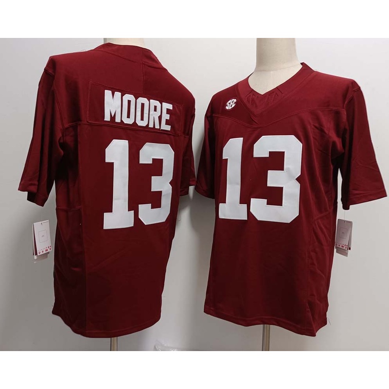A.Crimson Tide #13 Malachi Moore Red FUSE  American College Jerseys