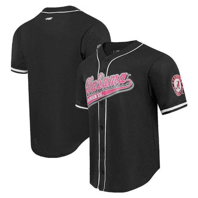 A.Crimson Tide Pro Standard Mesh Full-Button Replica Baseball Jersey – Black Stitched American College Jerseys