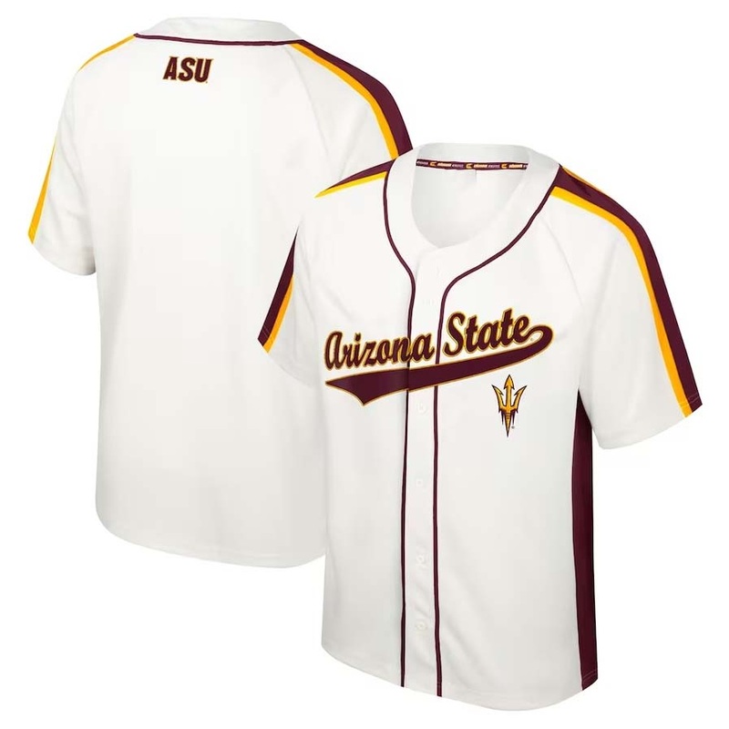 A.State Sun Devils Colosseum Ruth Button-Up Baseball Jersey – Cream Stitched American College Jerseys
