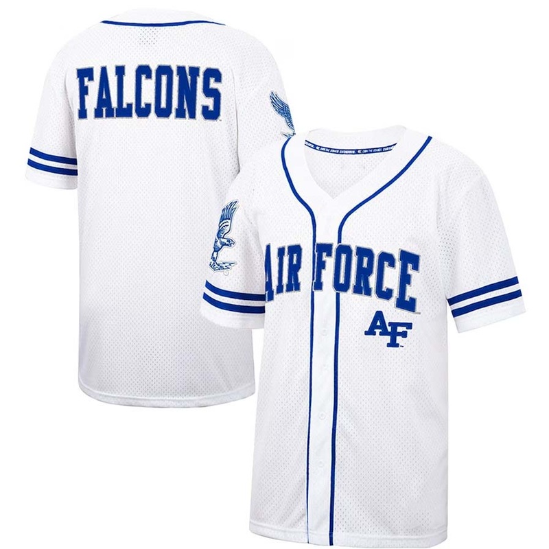 AF.Falcons Colosseum Free Spirited Mesh Button-Up Baseball Jersey – White Stitched American College Jerseys