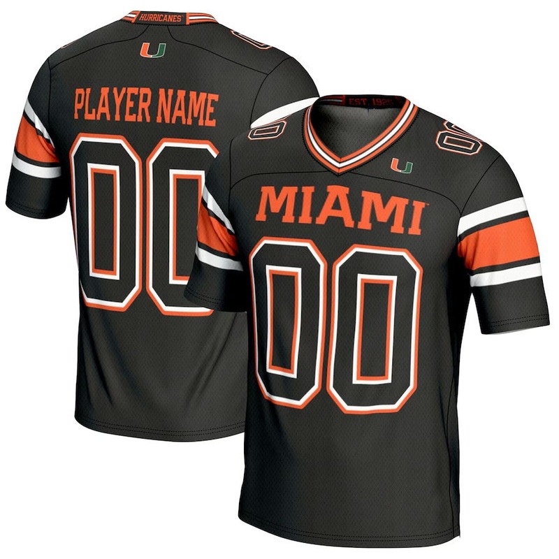 Custom M.Hurricanes GameDay Greats NIL Pick-A-Player Football Jersey – Black American College Jerseys