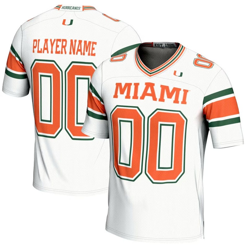 Custom M.Hurricanes GameDay Greats NIL Pick-A-Player Football Jersey – White American College Jerseys