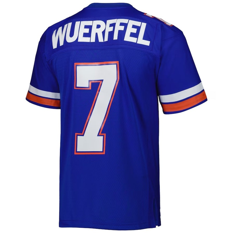 F.Gators #7 Danny Wuerffel Mitchell & Ness 1996 Legacy Jersey – Royal American College Jerseys