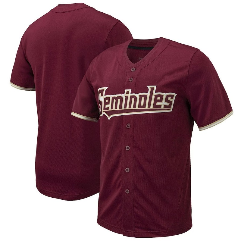 F.State Seminoles Replica Full-Button Baseball Jersey – Garnet American College Jerseys