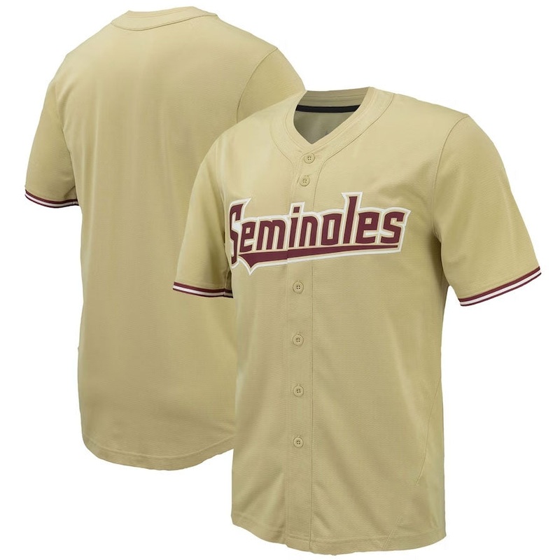 F.State Seminoles Replica Full-Button Baseball Jersey – Gold American College Jerseys