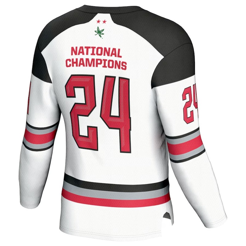 #24 O.State Buckeyes GameDay Greats 2024 Ice Hockey National Champions Fashion Jersey – White American College Jerseys