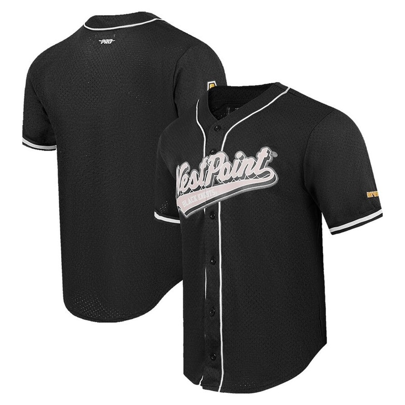 A.Black Knights Pro Standard Mesh Full-Button Replica Baseball Jersey – Black Stitched American College Jerseys