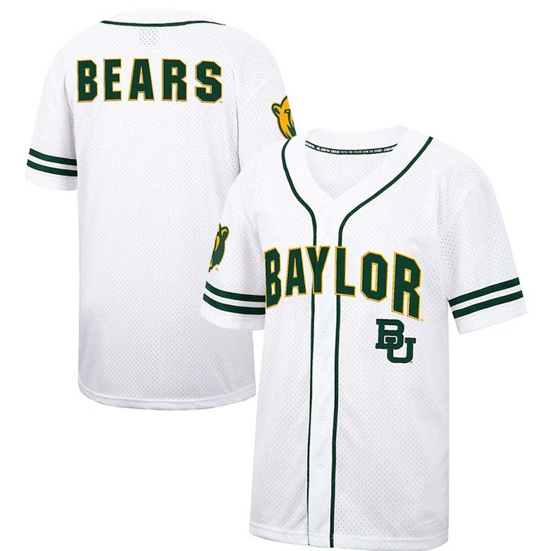 B.Bears Colosseum Free Spirited Mesh Button-Up Baseball Jersey – White Stitched American College Jerseys