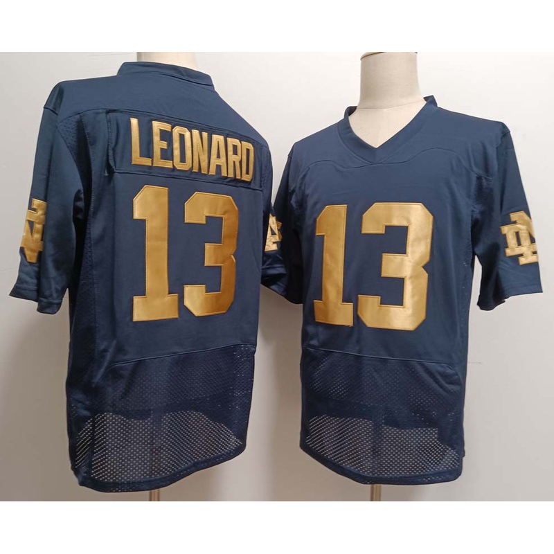 N.Dame Fighting Irish #13 Riley Leonard Name Navy Blue Stitched American College Jerseys