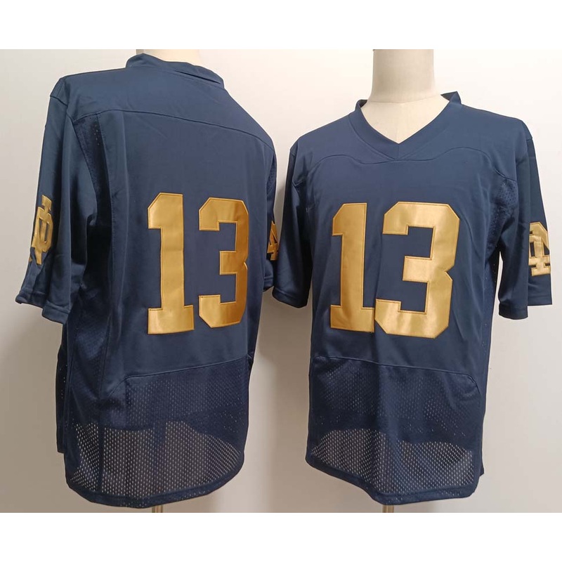 N.Dame Fighting Irish #13 Riley Leonard Navy Blue Stitched American College Jerseys