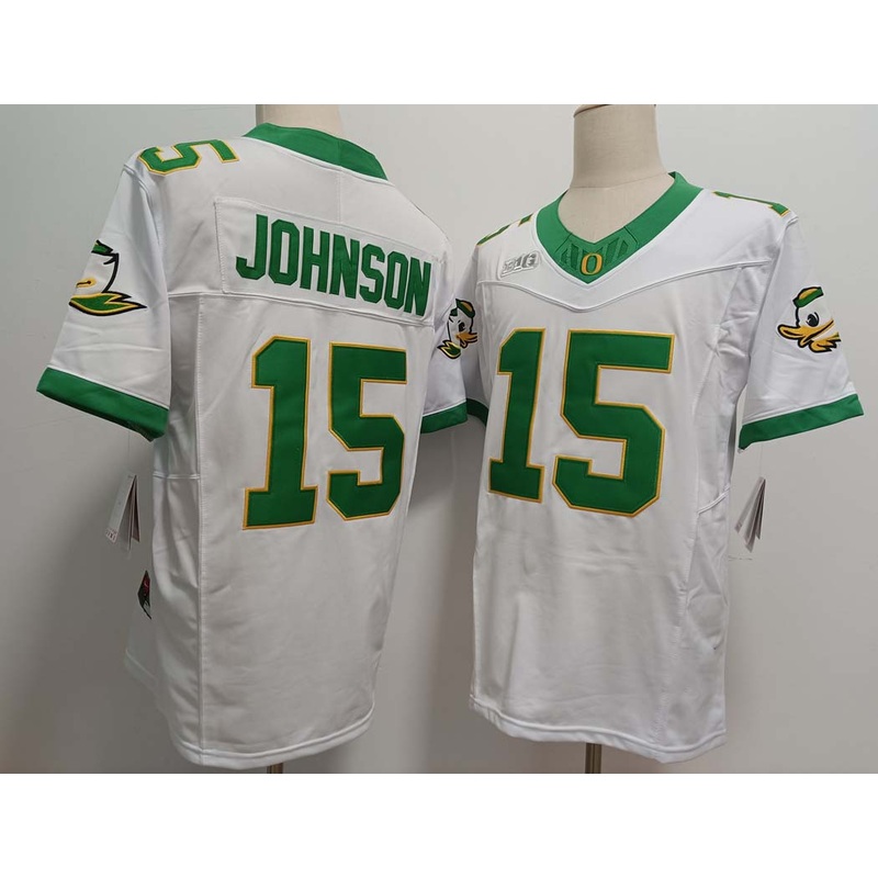 O.Ducks #15 Tez Johnson White 2024 FUSE Football Stitched American College Jerseys