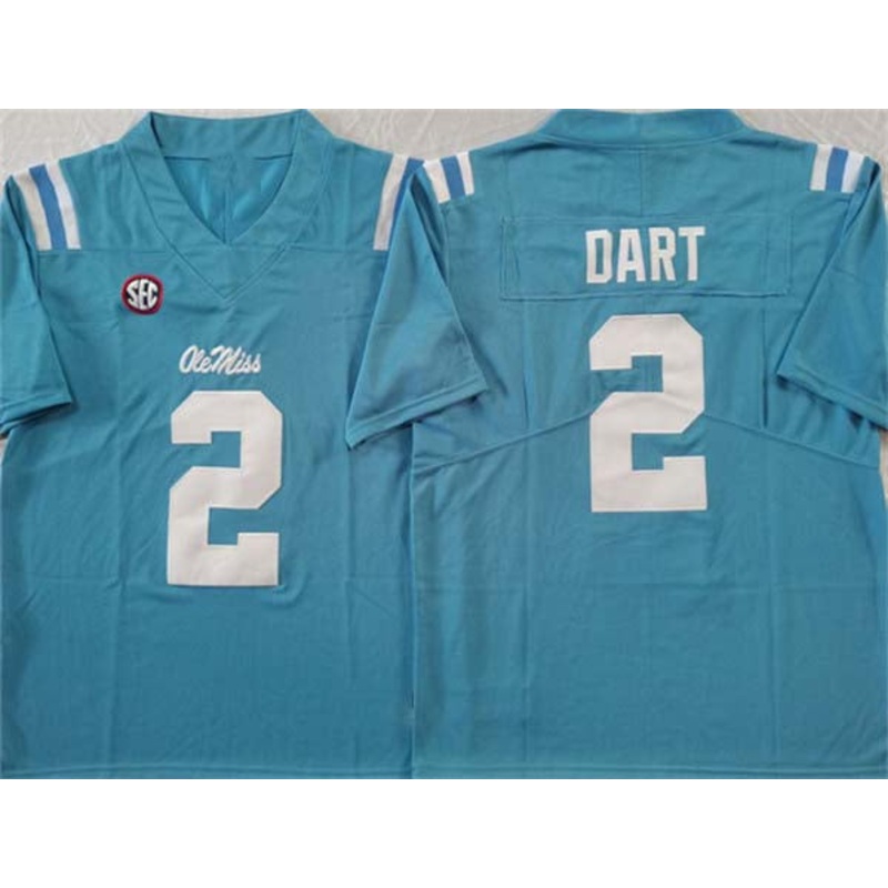 O.Miss Rebels #2 Jaxson Dart Blue FUSE Football Stitched American College Jerseys