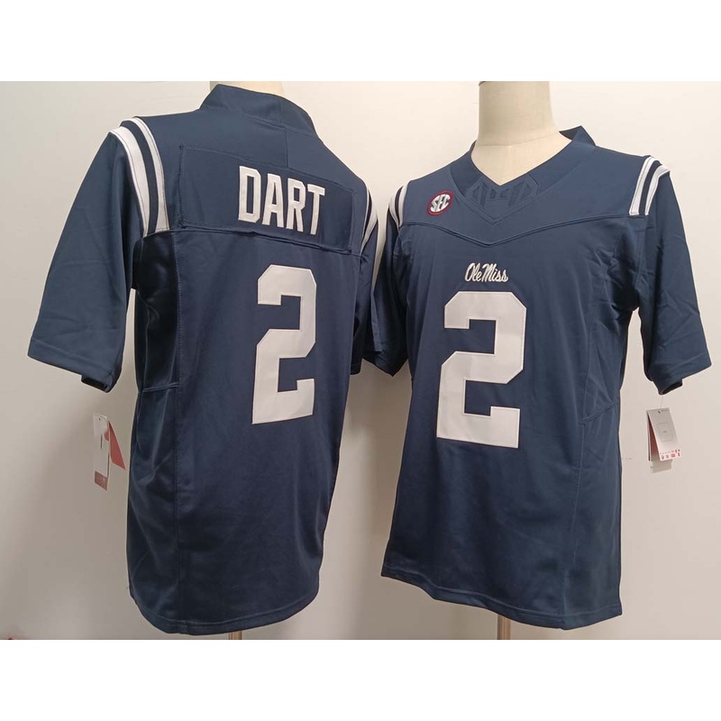 O.Miss Rebels #2 Jaxson Dart Navy Blue FUSE Football Stitched American College Jerseys