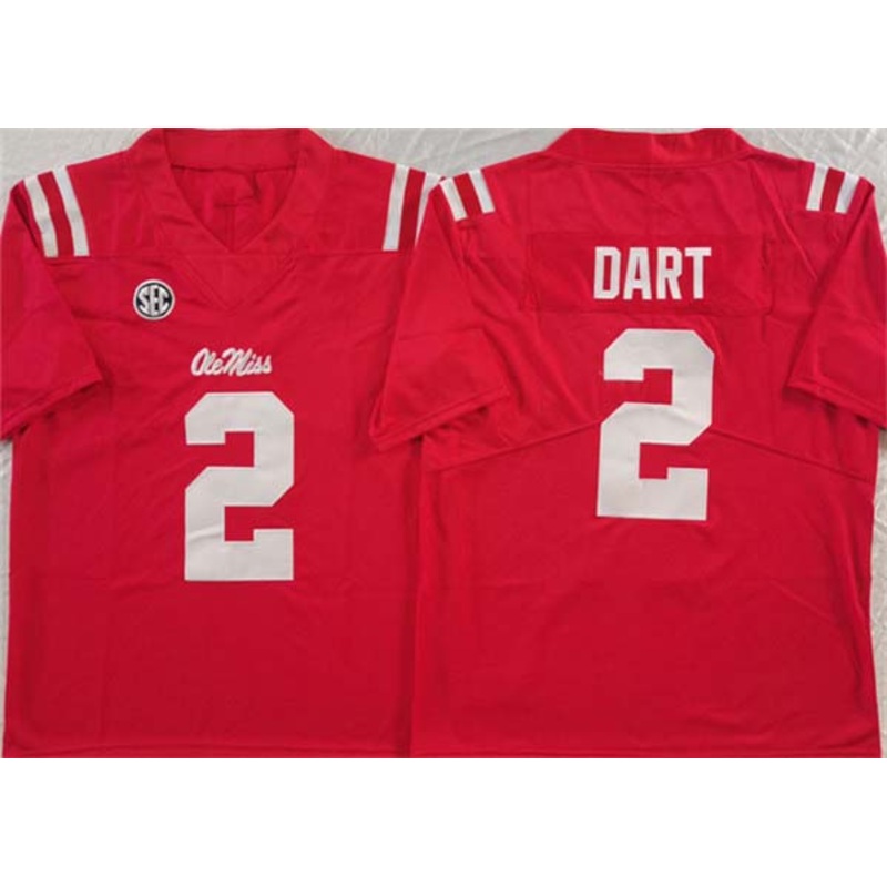 O.Miss Rebels #2 Jaxson Dart Red FUSE Football Stitched American College Jerseys