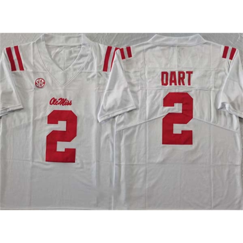 O.Miss Rebels #2 Jaxson Dart White FUSE Football Stitched American College Jerseys