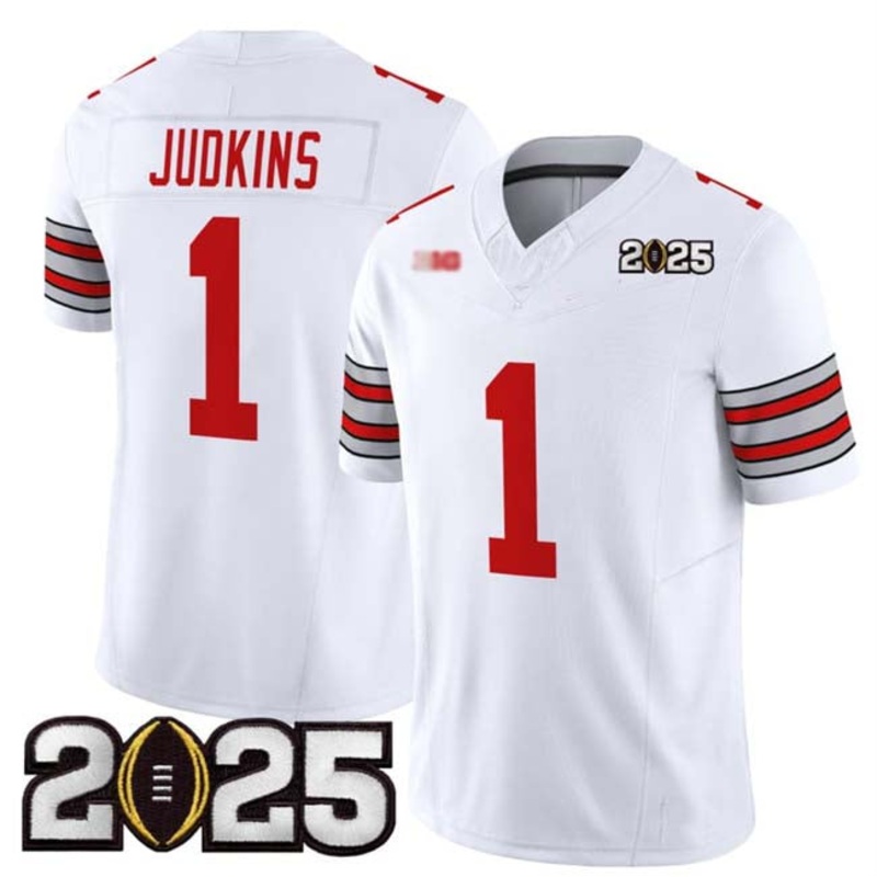 O.State Buckeyes #1 Quinshon Judkins White 2025 CFP Final Patch F.U.S.E. Vapor Limited Stitched Football American College Jerseys