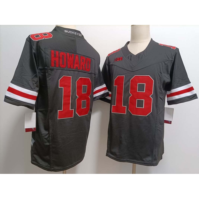 O.State Buckeyes #18 Will Howard Black FUSE Stitched American College Jerseys