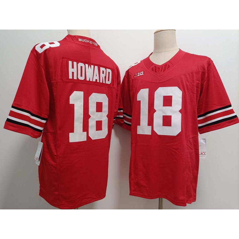 O.State Buckeyes #18 Will Howard Red FUSE Stitched American College Jerseys